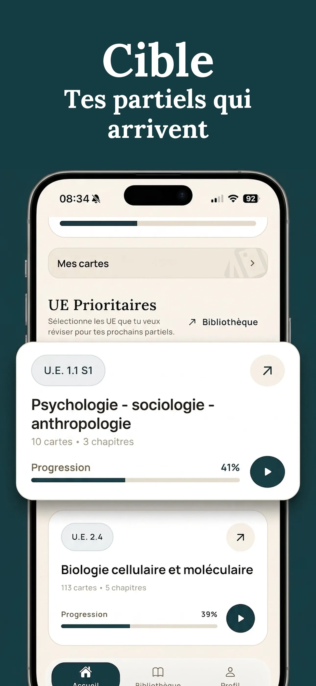 UE prioritaires : cible les UE de tes prochains partiels.